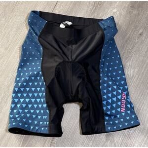 Nooyme Cycling Shorts Womens Small Black Blue Nylon Spandex Blend Padded